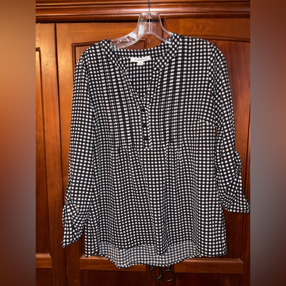 Studio Works Black and White Checkered Blouse #1553